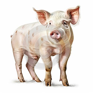 Loose Gestural Pig Illustration On White Isolated Background Art photo