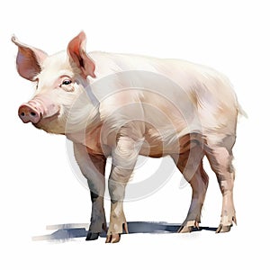 Loose Gestural Pig Illustration On White Isolated Background Image photo