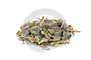 Loose green leaves of white tea bai mu dan photo