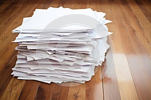 loose heap of corporate formation papers on a wooden floor