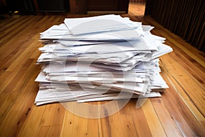 loose heap of corporate formation papers on a wooden floor