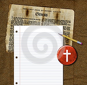 Loose Leaf Paper Over Book Of Genesis