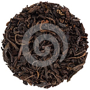Loose ripe puerh in round shape isolated