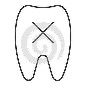 Loose tooth thin line icon. Missing tooth vector illustration isolated on white. Dentistry outline style design