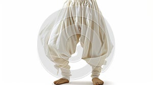 Loose White Harem Pants on White Background