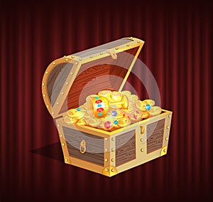 Loot Box with Gemstone, Brilliant and Coin Vector