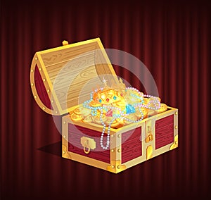 Loot Box with Gemstone, Brilliant and Coin Vector