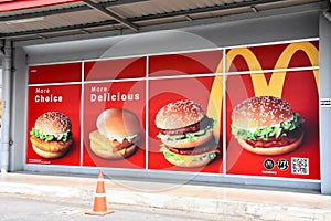 McDonald`s Large Fried Chicken Hamburger Menu + French Fries and Coke Drinks