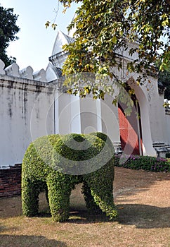 Lopburi, Thailand: Elephant Topiary and Palace Walls