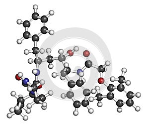 Lopinavir HIV drug molecule. Protease inhibitor class antiretroviral.