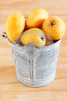 Loquat fruit in bucket photo