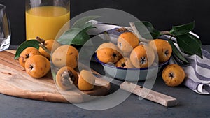 Loquats on kitchen counter