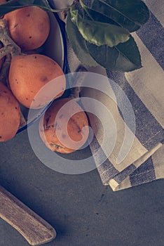 Loquats on kitchen counter