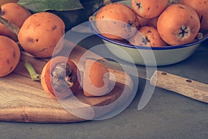 Loquats on kitchen counter