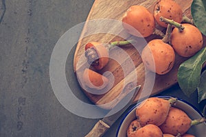 Loquats on kitchen counter