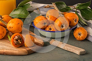 Loquats on kitchen counter