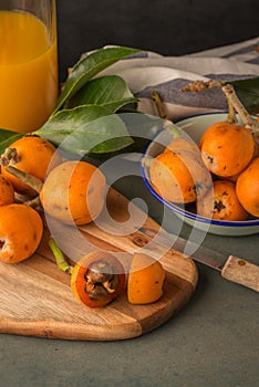 Loquats on kitchen counter