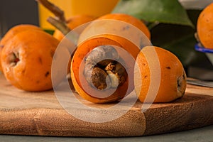 Loquats on kitchen counter