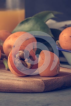 Loquats on kitchen counter