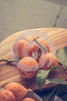 Loquats on kitchen counter