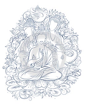 Lord Buddha in meditation for Buddhist festival of Happy Buddha Purnima Vesak