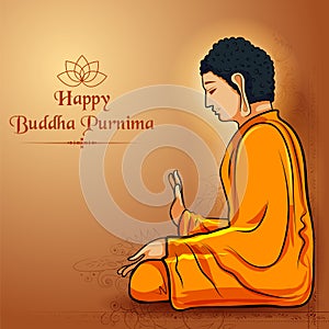 Lord Buddha in meditation for Buddhist festival of Happy Buddha Purnima Vesak