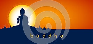 Lord Buddha in meditation for Buddhist festival of Happy Buddha Purnima Vesak