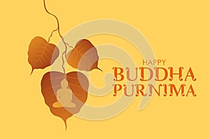 Lord Buddha in meditation under Bodhi Tree for Buddhist festival Happy Buddha Purnima Vesak