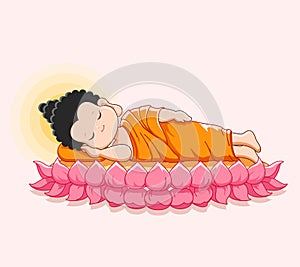 Lord Buddha`s nirvana on the lotus Happy vesak day photo