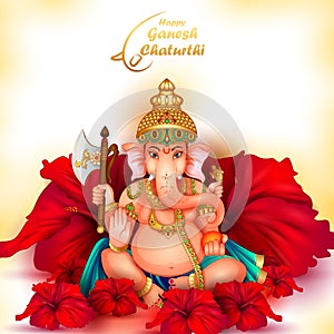 Lord Ganapati for Happy Ganesh Chaturthi festival religious banner background