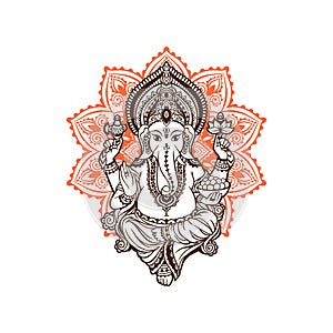 lord Ganesh image. God with elephant head. vector Illustration