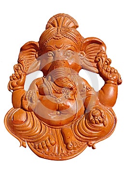 Lord ganesh sculpture and white background photo