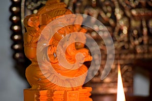 Lord Ganesh and the traditional oil lamp