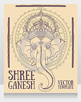 Lord Ganesha, can be used as card for celebration Ganesh Chaturth