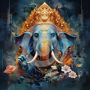 Lord Ganesha, Deva, Brahman Ganapatya, Saguna Brahman Panchayatana puja, in Hinduism, the elephant-headed god of wisdom photo