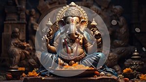 Lord Ganesha, Deva, Brahman Ganapatya, Saguna Brahman Panchayatana puja, in Hinduism, the elephant-headed god of wisdom photo