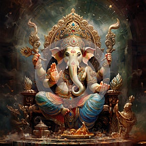 Lord Ganesha, Deva, Brahman Ganapatya, Saguna Brahman Panchayatana puja, in Hinduism, the elephant-headed god of wisdom photo