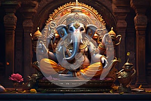 Lord Ganesha, Deva, Brahman Ganapatya, Saguna Brahman Panchayatana puja, in Hinduism, the elephant-headed god of wisdom