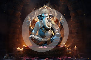 Lord Ganesha, Deva, Brahman Ganapatya, Saguna Brahman Panchayatana puja, in Hinduism, the elephant-headed god of wisdom photo