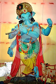 Lord Ganesha in role of krishna