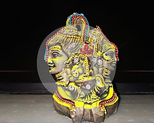 Lord Ganesha , Lord Shiva Parvati in one cculpture picture photo