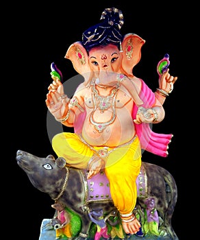 Lord Ganesha sitting on mouse