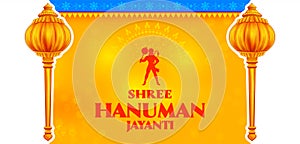 Lord Hanuman on abstract background for Hanuman Jayanti festival of India