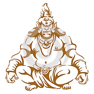 Lord Hanuman Majestic Printable Vector Stencil Art