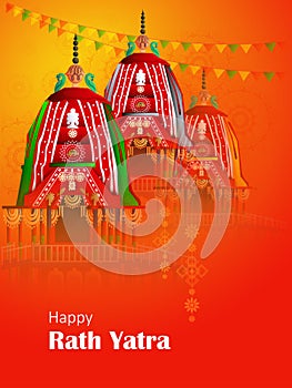 Lord Jagannath, Balabhadra and Subhdra in Rath Yatra holiday festival celebrated in Puri, Odisha India