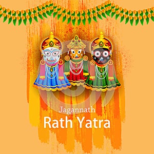 Lord Jagannath, Balabhadra and Subhdra in Rath Yatra holiday festival celebrated in Puri, Odisha India