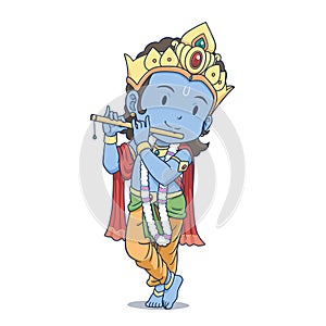 Lord Krishna playing the flute.