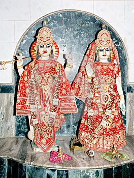 Lord krishna and radha in the hindu temple