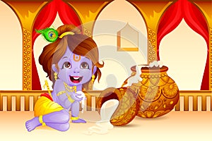 Lord Krishna stealing makhaan in Janmashtami