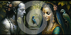 Lord Krishna Wall Poster, Lord Radha Krishna, Digital Wall Poster. AI Generated